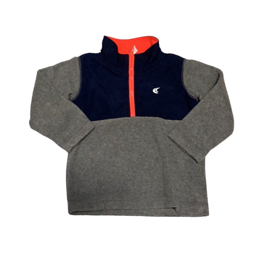 Carter’s Grey Navy‎ Bright Orange  1/2 Zip Fleece Pullover Top Jacket Shirt 18 M